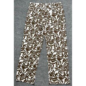 Rue21 Jeans Womens Plus 1X Brown White Denim Skate Straight Leg Wavy Stretch New